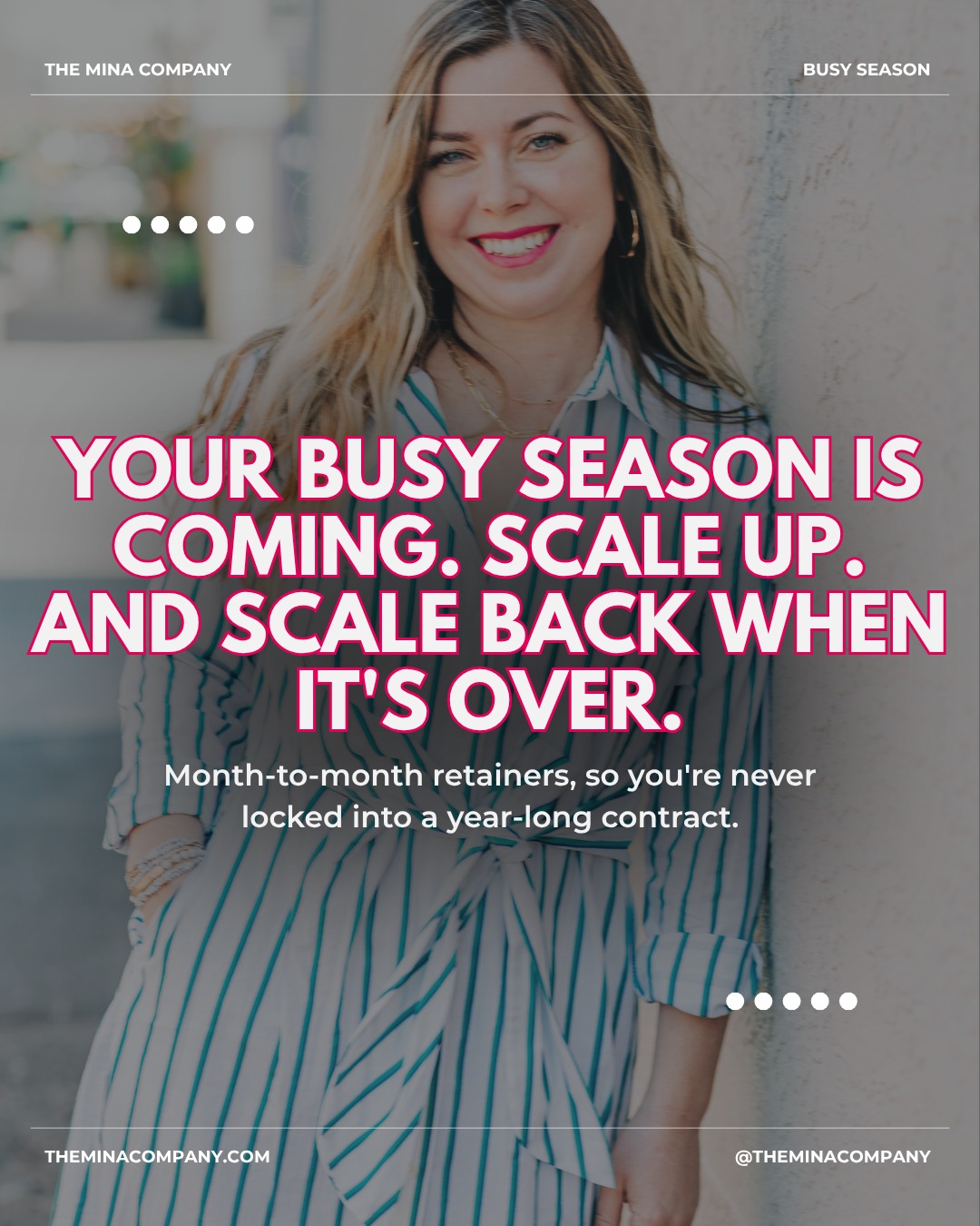 Here's the thing that never sat right with me...

You only need additional marketing support to get you through your busy season, but most agencies will lock you into a year-long contract.  This means you're paying the same in your slowest week as your busiest one. 

It doesn't make sense to us, so we don't do it that way. Month-to-month contracts mean when your season ramps up, we ramp up with you. When it slows down, you scale back. You're not locked into anything, and you're never paying for more than you actually need.

If your busy season coming, now's the time. Let's talk.

DM us or reach out at theminacompany.com.