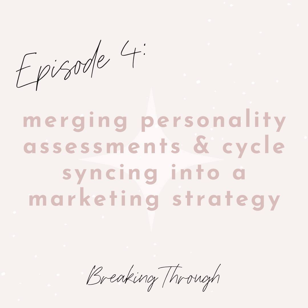 Curious how we bring the ✨magic✨ together to create customized marketing strategies? Wonder no longer! 
In episode 4 of the Breaking Through podcast, we're walking through 2 real-life personality assessments to give you the inside scoop on how we interpret & utilize the results (in combination with cycle syncing!). 

Tune in to hear more! 🎙️
[Link in bio]