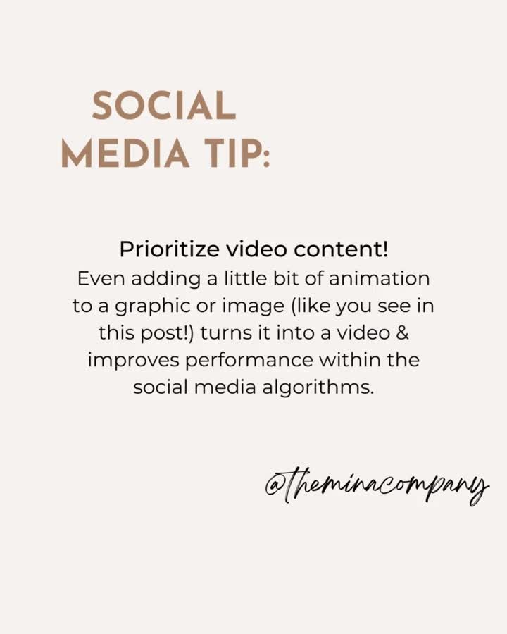 Pro tip: prioritize video content on all of your social media channels! 📹

Now, this doesn't mean you have to produce high-quality works of art for every post; simply adding some animation or movement to what would normally be a static post turns it into a video and will make it perform better within the social media algorithms! 

Try it out for yourself and let us know your results! 

#videocontent #socialmediacontent #socialmediavideos #socialmediatips #howtosocial #instagramreels #digitalmarketing #socialmediastrategy