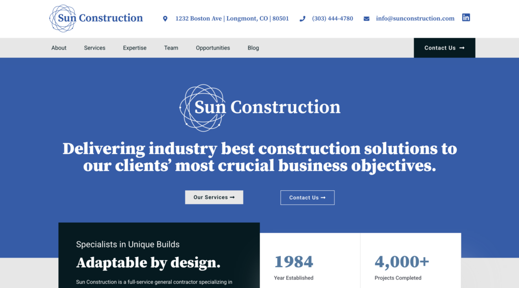 Commercial Construction Website Design