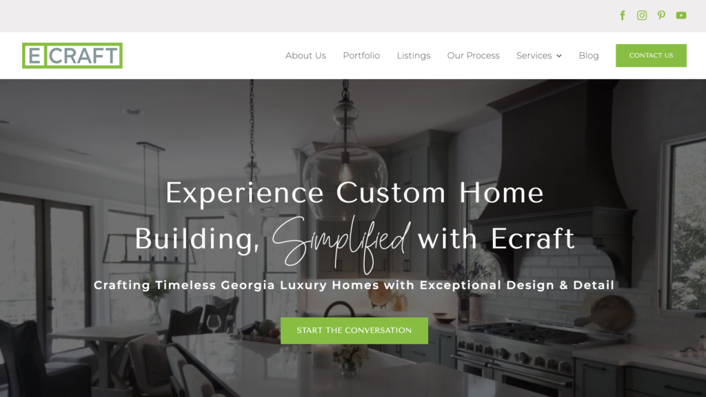 Custom Home Builder Website Design
